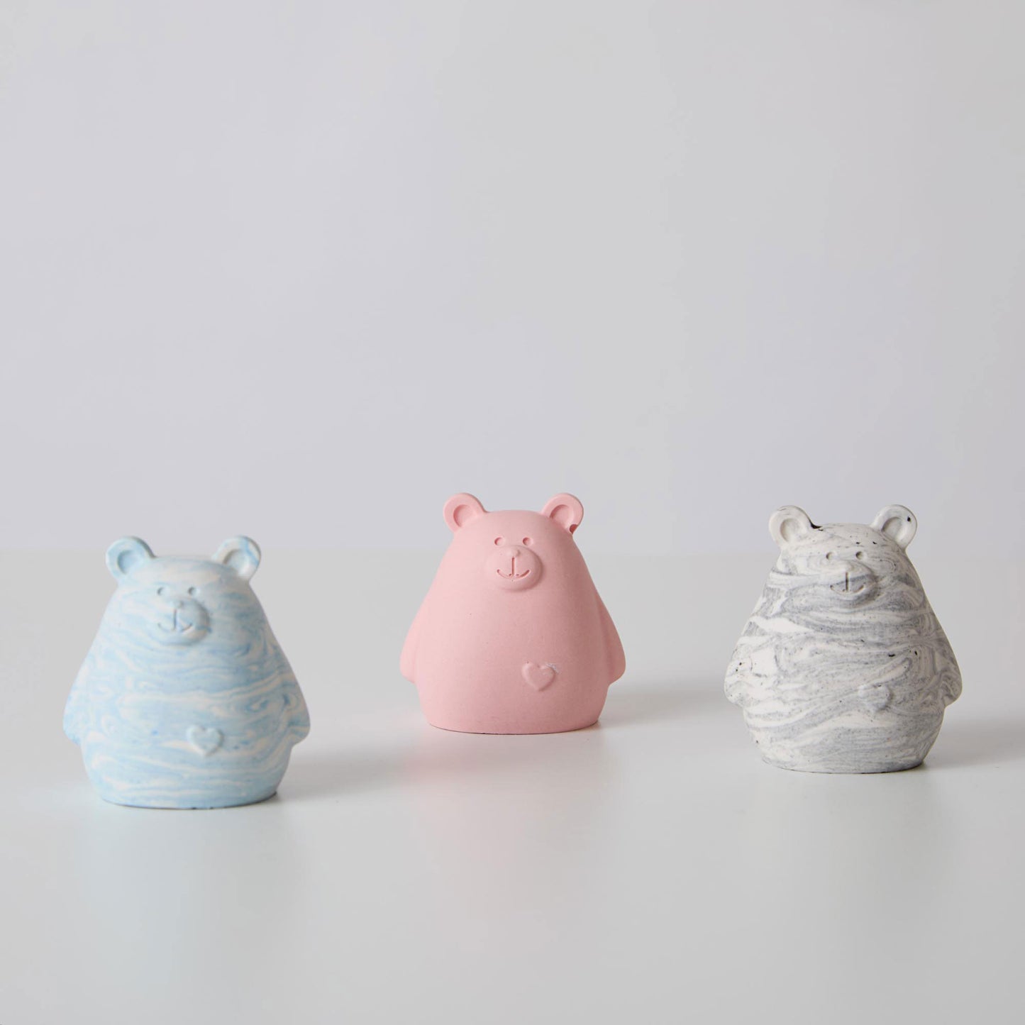 A selection jesmonite bears, perfect for home decor