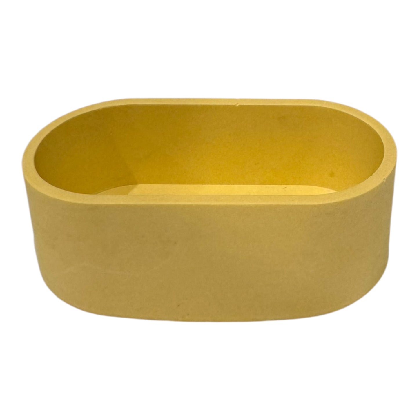 Cotton bud dish made from eco-friendly jesmonite in yellow