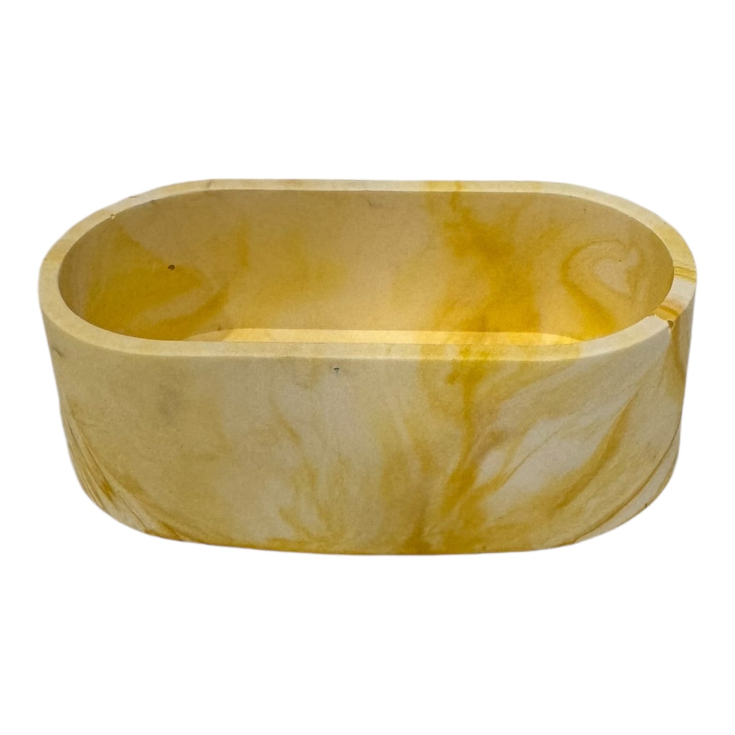 Cotton bud dish made from eco-friendly jesmonite in yellow