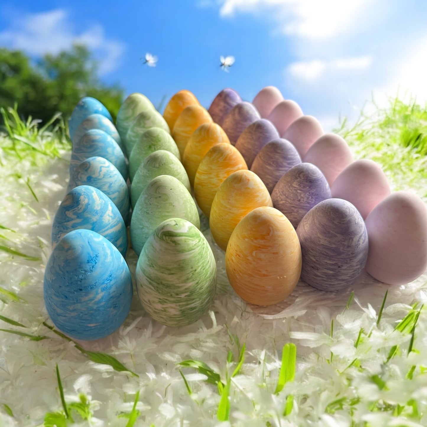 Egg shaped eco-friendly jesmonite ornament