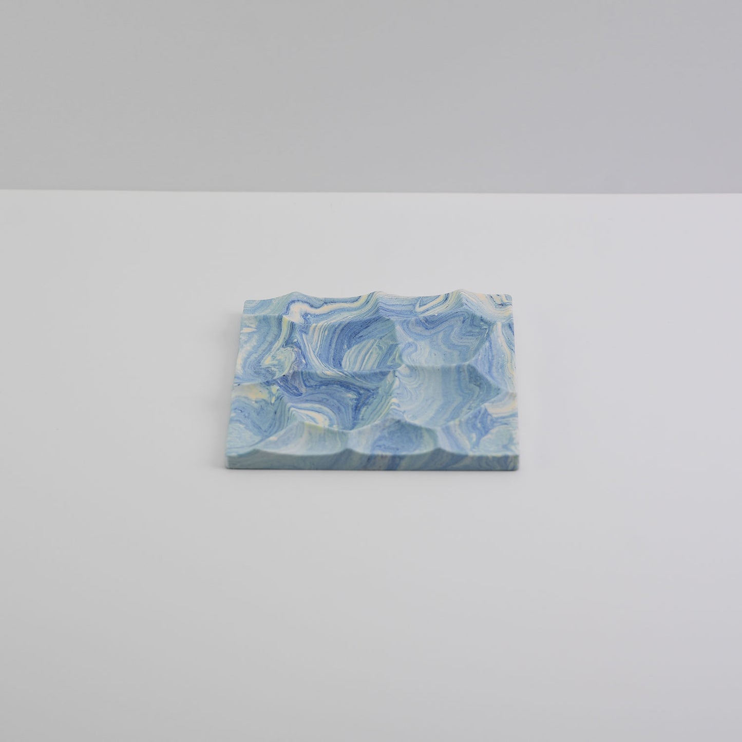 Jesmonite jewellery tile tray in blue
