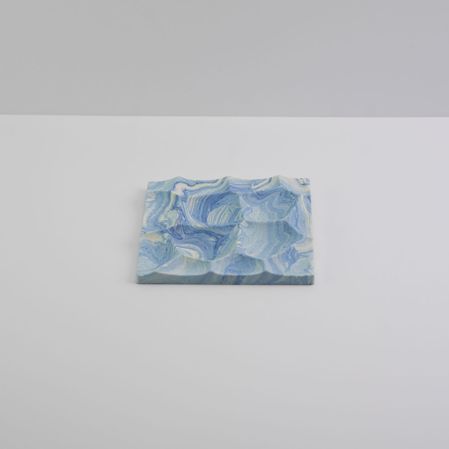 Jesmonite jewellery tile tray in blue
