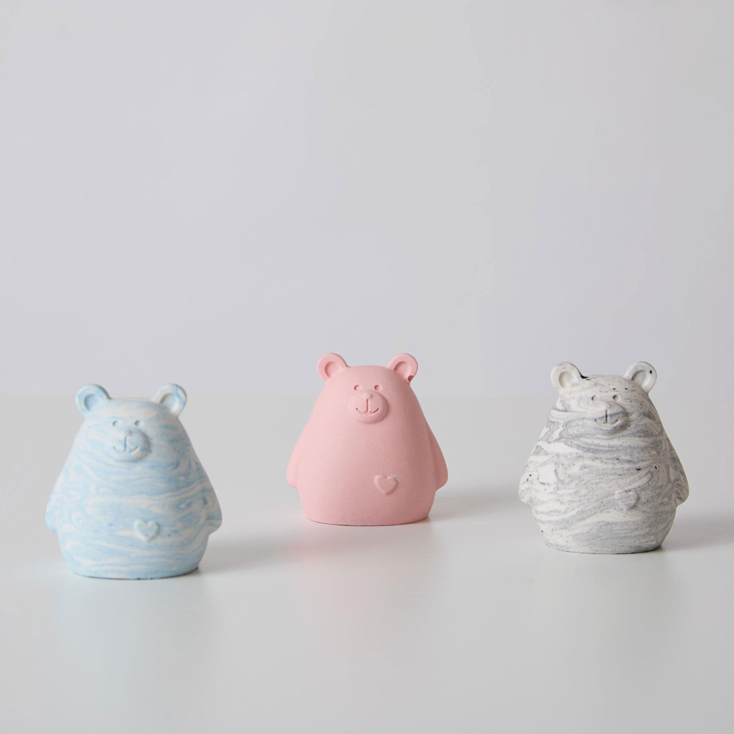 A selection jesmonite bears, perfect for home decor