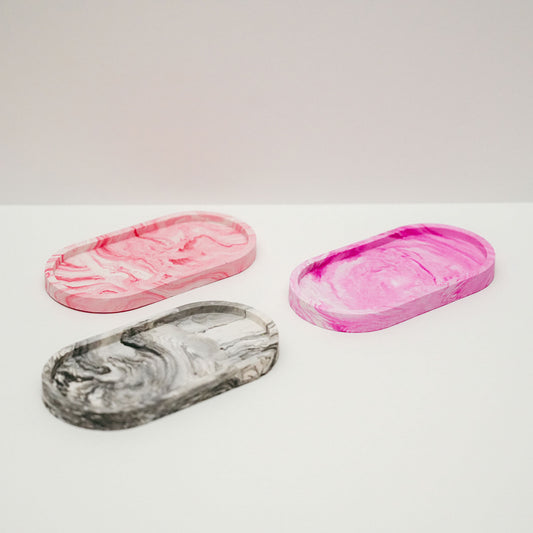 Oval Marble Effect Tray