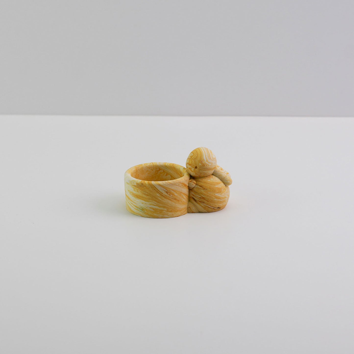 Jesmonite bunny candle holder in orange