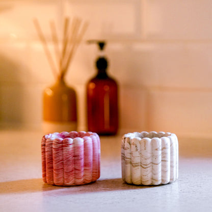 Ribbed Marble Pot