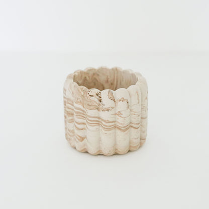 Ribbed Marble Pot