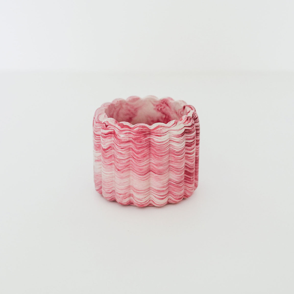 Ribbed Marble Pot