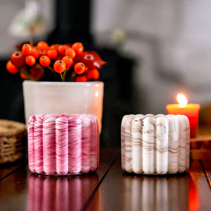 Ribbed Marble Pot
