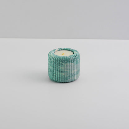 Jesmonite ridged tea light holder in blue