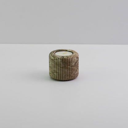 Jesmonite ridged tea light holder in brown
