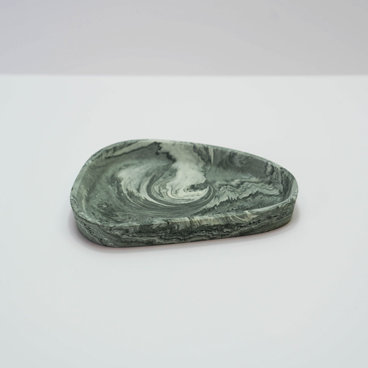 Jesmonite trinket tray in green